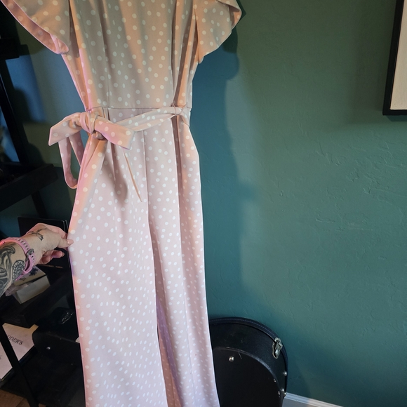 Calvin Klein Pink and White Polka Dot Jumpsuit - Picture 1 of 5